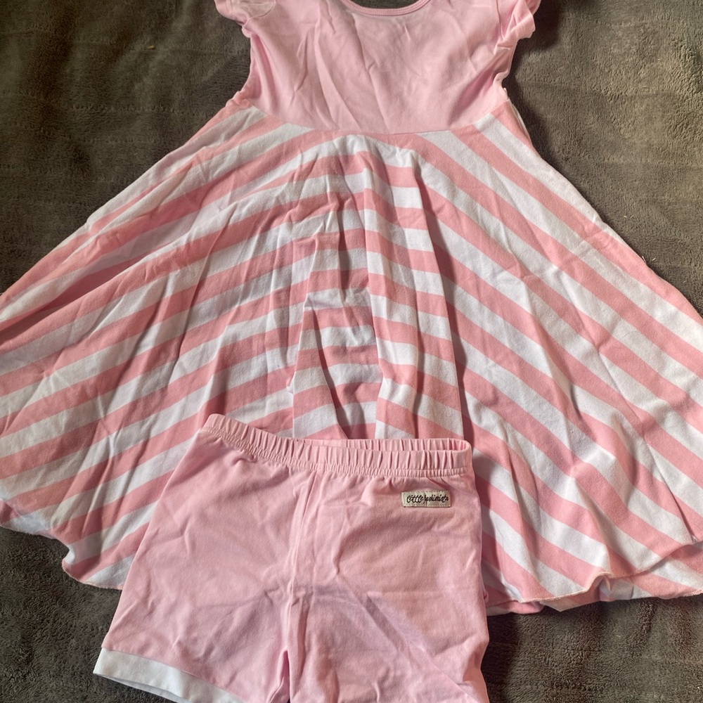 Little Bipsy Pink and White Striped Dress Set